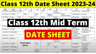 class 12 mid term date sheet 202324  mid term date sheet 2023 24  class 12 mid term date sheet [upl. by Aneerb]