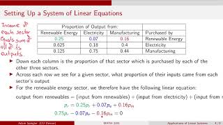 MATH 3191 Solved Example  Leontief InputOutput Model [upl. by Ahsinna]