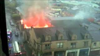 Watch as a fire in Milnsbridge devours the former Taylor Valves factory [upl. by Ayik847]