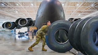 Inside US Air Force Warehouse Changing C17’s Gigantic Tires [upl. by Aicnilav100]