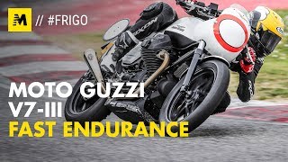 Moto Guzzi V7 III Fast Endurance  Test moto da corsa  ON BOARD ad Adria [upl. by Boys]