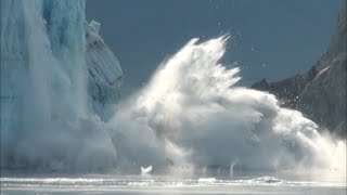 Extreme Glacier Calving Hubbard Glacier Alaska [upl. by Cuyler238]