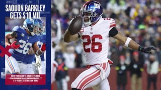 New York Giants Saquon Barkley Agree to 1Year 101M Deal Plus Incentives [upl. by Nebeur]