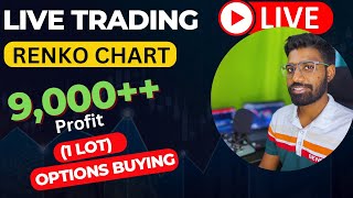 Renko Chart Live Trading  Low Capital 15k to 20k Options Buying Strategy [upl. by Yenttihw]