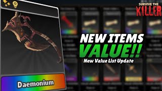 🔪NEW ITEMS VALUE🔥 New Value List Update📈  Survive The Killer [upl. by Attikram]