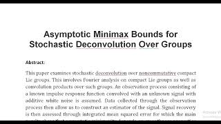 Asymptotic Minimax Bounds for Stochastic Deconvolution Over Groups [upl. by Aiksa]