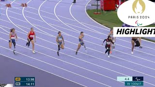 Paralympic Athletics Womens 100m Final Race Highlights 2024  Caironi Snatches Won Gold Medal [upl. by Nalyad819]