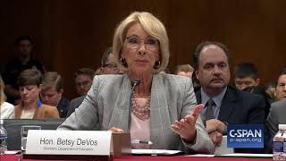 Exchange between Sen Leahy amp Secretary DeVos on Gun Violence CSPAN [upl. by Aubigny558]