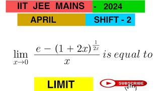 iitjeemains2024 Lim x tends to 0 e 12x12x   x is equal to [upl. by Salazar]