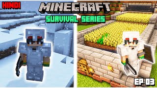 I Made an Automatic Wheat Farm amp Found secret path in igloo  Minecraft Survival Series EP03HINDI [upl. by Eemla]