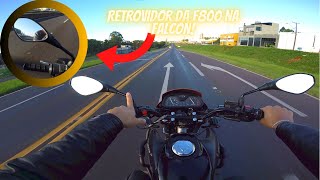 RETROVISOR DA F800 NA FALCON   É BOM PARA VIAGEM🤷🏻‍♂️ [upl. by Cerf853]