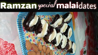 stuffed DatesRamadan Recipecream filled Datesmalai khajoorbadam dates [upl. by Goldi]