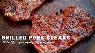 Grilled Pork Steaks on Pit Boss Pellet Grill with Monroe County Dipping Sauce [upl. by Percy461]