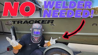 Aluminum Boat Hole Repair  DIY wOUT WELDING [upl. by Wilinski]