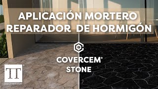 Cómo reparar un suelo de hormigón impreso aplicación del mortero reparador Covercem® Stone [upl. by Japha]