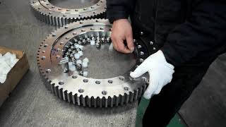 Slewing Bearing Assembly Process  Slewing Bearing Installation [upl. by Idnarb933]