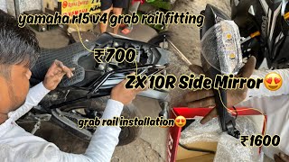 ZX10R Side Mirror Installation in R15 v4🔥 and grab rail fitting lgrab rail installation R15 V4R15M [upl. by Aitselec]