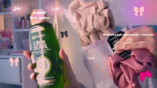 ASMR 🎀haul cute hair accessories haircare 💞soft spoken 💗 [upl. by Aihsenat70]