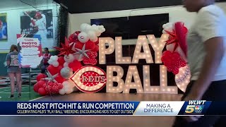 Cincinnati Reds host Pitch Hit amp Run competition in Roselawn for Play Ball weekend [upl. by Marder]