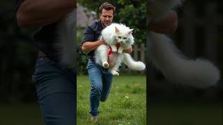 Pregnant White fluffy Cat Rescued eagleattacks animals love shorts [upl. by Muir292]