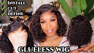 SAVE YOUR EDGES Glueless Wig Melt 😍 Short Curly Bob  DETAILED Lace Wig Install [upl. by Annoled]