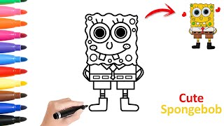 How to Draw SpongeBob Square Pants  StepbyStep Drawing and Coloring for Kids [upl. by Slein]