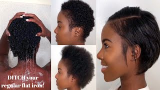 How To Wash Blow Dry  Straighten SUPER SHORT Natural Hair  Nia Hope [upl. by Demodena]