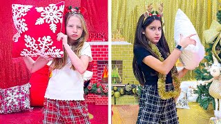 Nastya and a new Christmas Red VS Gold Challenge [upl. by Ainel]