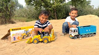 Kids Unboxing Bruder JCB 4CX Model Toy  Kids playing with JCB Backhoe Loader And Tata Truck [upl. by Darraj721]