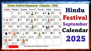 Hindu Festivals September Calendar 2025 septembercalendar2025 [upl. by Jonis]