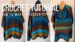 How to crochet a hooded poncho  crochet tutorial [upl. by Bonilla]