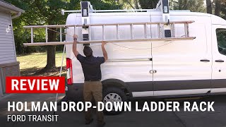 Review of Holmans DropDown Ladder Rack for Ford Transit Vans [upl. by Hemetaf416]