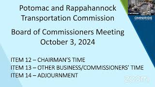 PRTC Board of Commissioners Meeting  September 3 2024  700PM [upl. by Wartow]