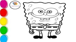 How to Draw spongeBob From Square Pants Drawing for kids Lets Draw Together [upl. by Noirret]