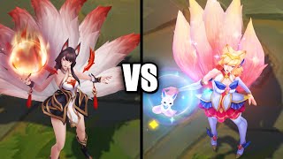 Risen Legend Ahri vs Star Guardian Ahri Skins Comparison League of Legends [upl. by Sidra849]