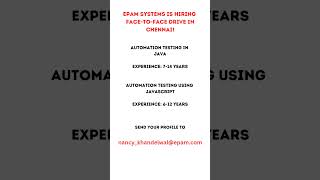 🚀 EPAM Hiring Alert FacetoFace Drive in Chennai  Apply Now 🚀 [upl. by Hepza]