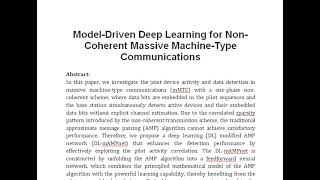 Model Driven Deep Learning for Non Coherent Massive Machine Type Communications [upl. by Erdnua]