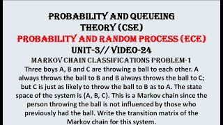 MARKOV CHAIN PROBLEM1  PQTCSE PRPECE UNIT3 VIDEO24 [upl. by Nyleaj]