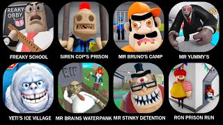 FREAKY SCHOOL BREAKOUTSIREN COPS PRISONMR BRUNOS CAMPMR YUMMYSMR BRAINS WATERPANKRON PRISON RUN [upl. by Anomis482]