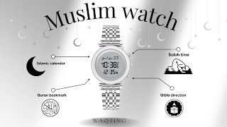 Womens silver watch for muslim salah by Waqting [upl. by Desmund770]