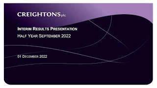 Creightons CRL Interim results presentation  December 2022 [upl. by Sarid]