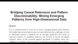 Bridging Causal Relevance and Pattern Discriminability Mining Emerging Patterns from High Dimension [upl. by Siroval]