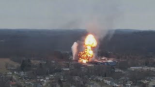 Ohio train derailment Explosion sparks the start of controlled release in East Palestine [upl. by Jehoash568]