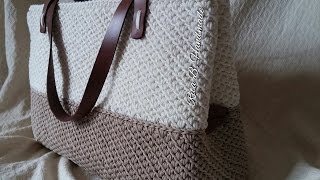 Borsa shopper passo passo a punto canestro doppio obliquo  crochet [upl. by Scotti]