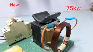 Turn automatic switch into 75000w powerful generator using microwave coils and transformer [upl. by Chew710]