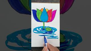 DIY Rainbow 🌈😱🪷Lotus Art art shorts ytshorts creative kids diy [upl. by Sibilla]