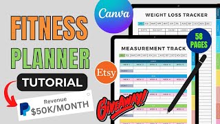 How To Create Digital Planner in Canva  Full Tutorial  Fitness Planner [upl. by Eioj]