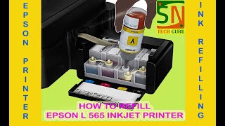 HOW TO REFILL INK IN EPSON L565 INKJET PRINTER [upl. by Orman]