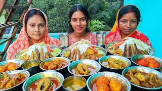 rice vegetable fry ilish curry chicken curry egg curry dal challenging videowith punishment🤮 [upl. by Middle800]