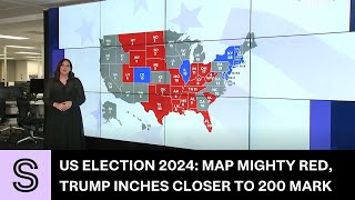 US Election 2024 Map lights mighty red as Trump flys over the 200 mark  Stuffconz [upl. by Kealey]